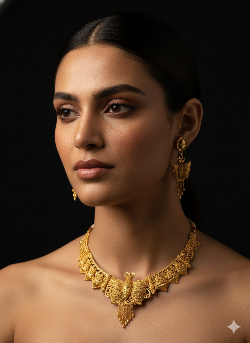 Majestic Gold Plated Butterflies Necklace Set