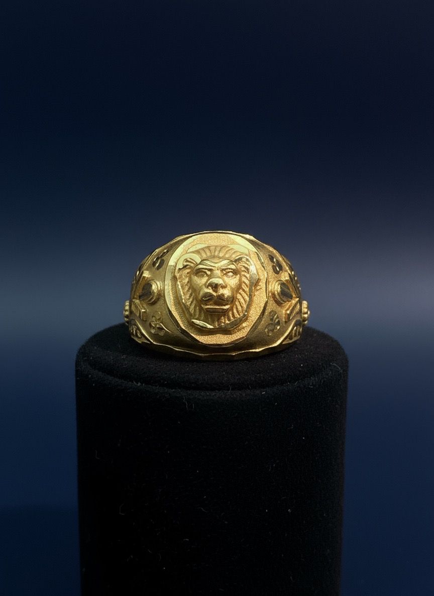 Majestic Gold Plated Lion Head Ring