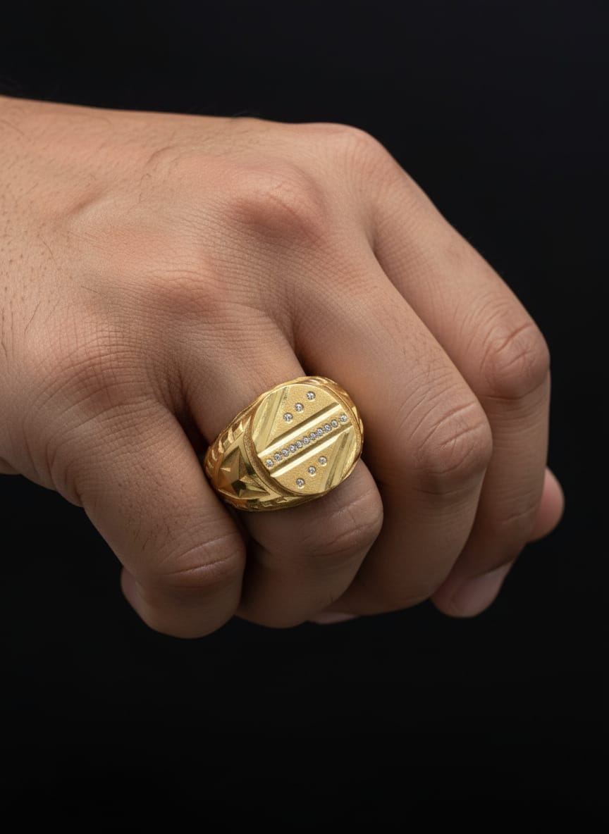 Contemporary Gold Plated Geometric Band Ring