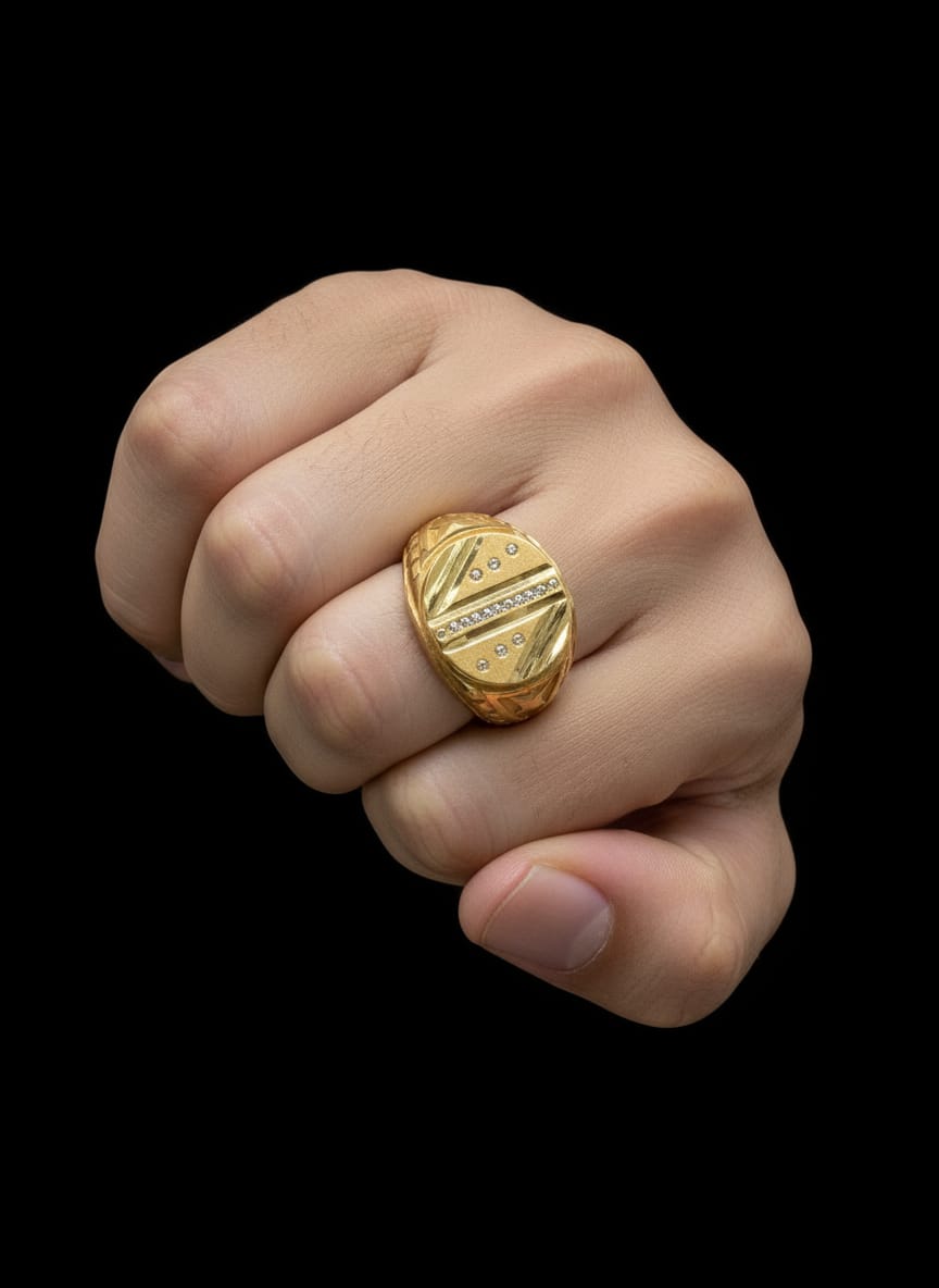 Contemporary Gold Plated Geometric Band Ring