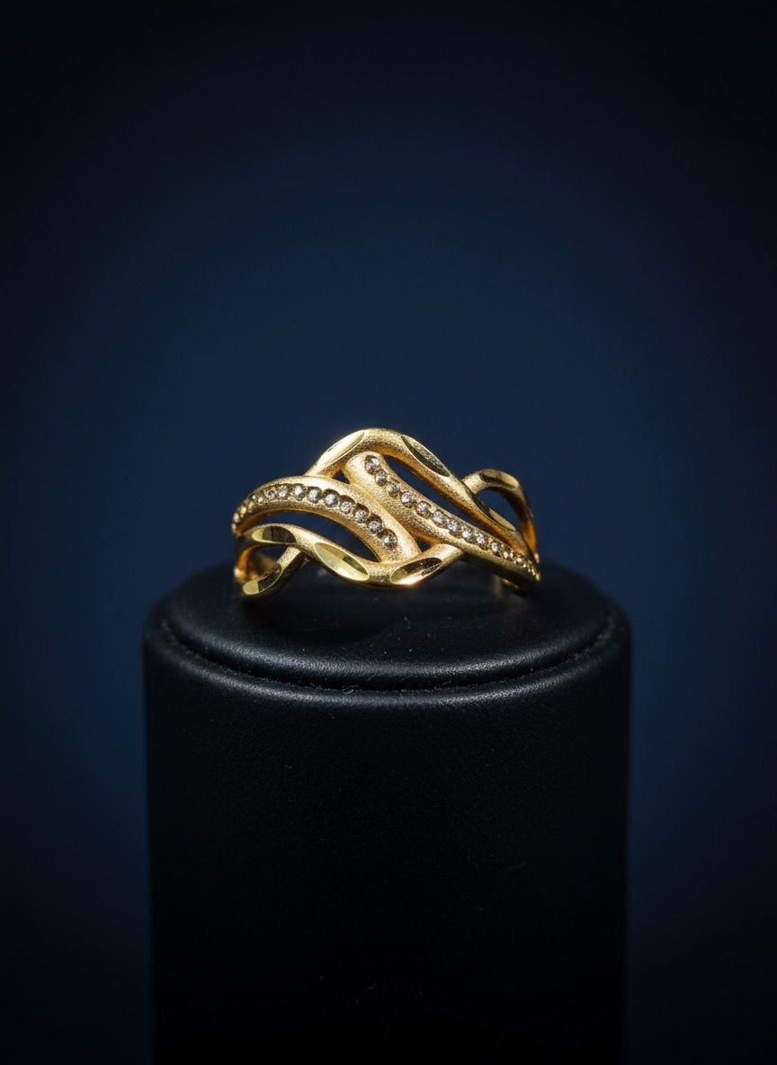 Elegant Gold Plated Wave Women's Ring
