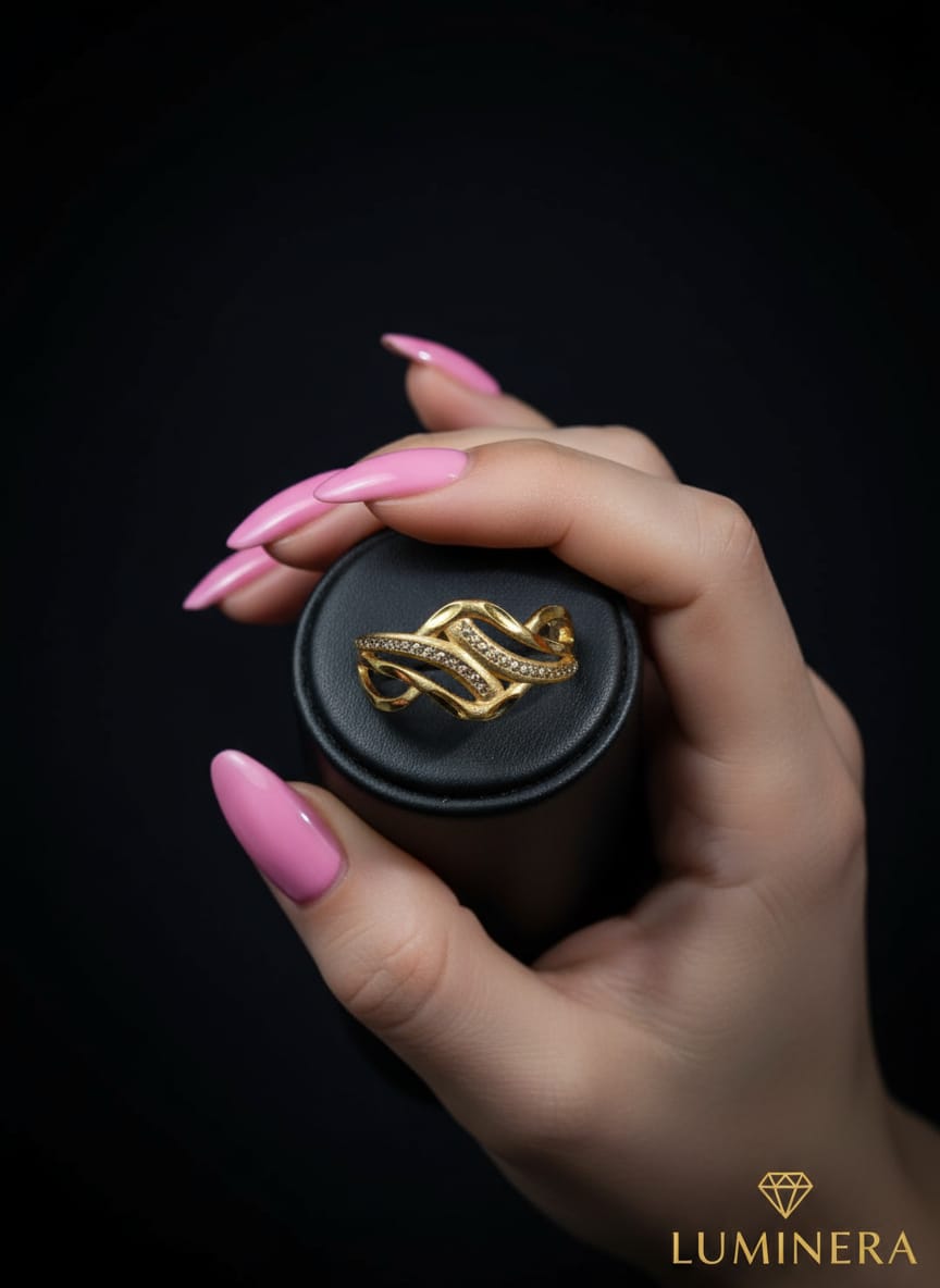 Elegant Gold Plated Wave Women's Ring