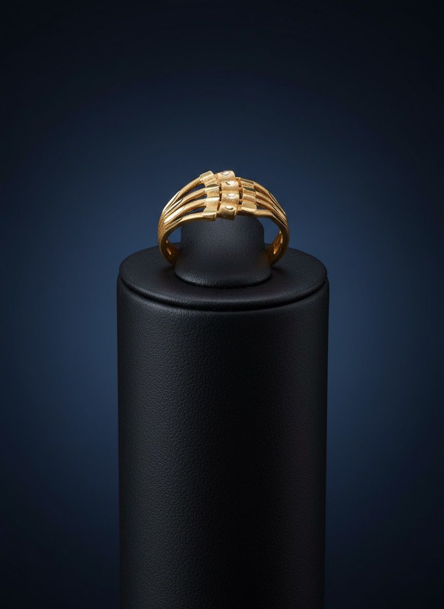 Contemporary Gold Plated Multi-Bar Women's Ring