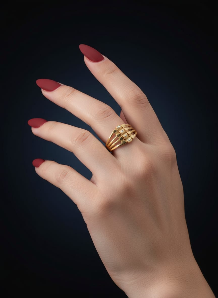 Contemporary Gold Plated Multi-Bar Women's Ring