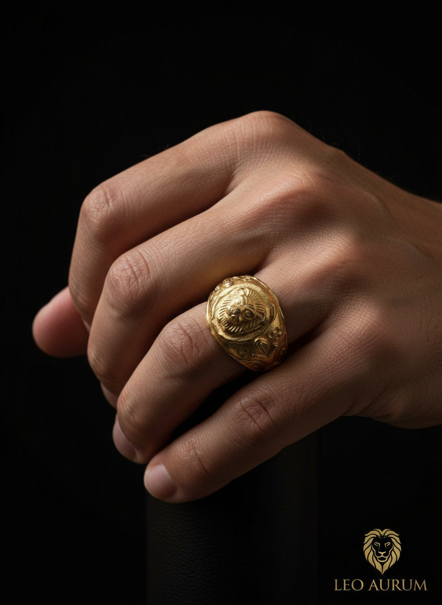 Majestic Gold Plated Lion Head Ring