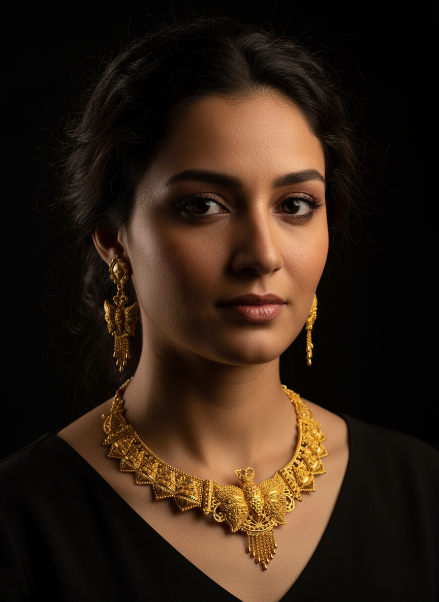 Majestic Gold Plated Butterflies Necklace Set