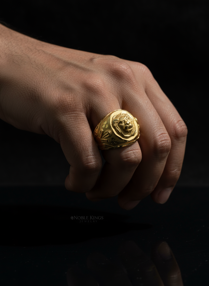 Majestic Gold Plated Lion Head Ring
