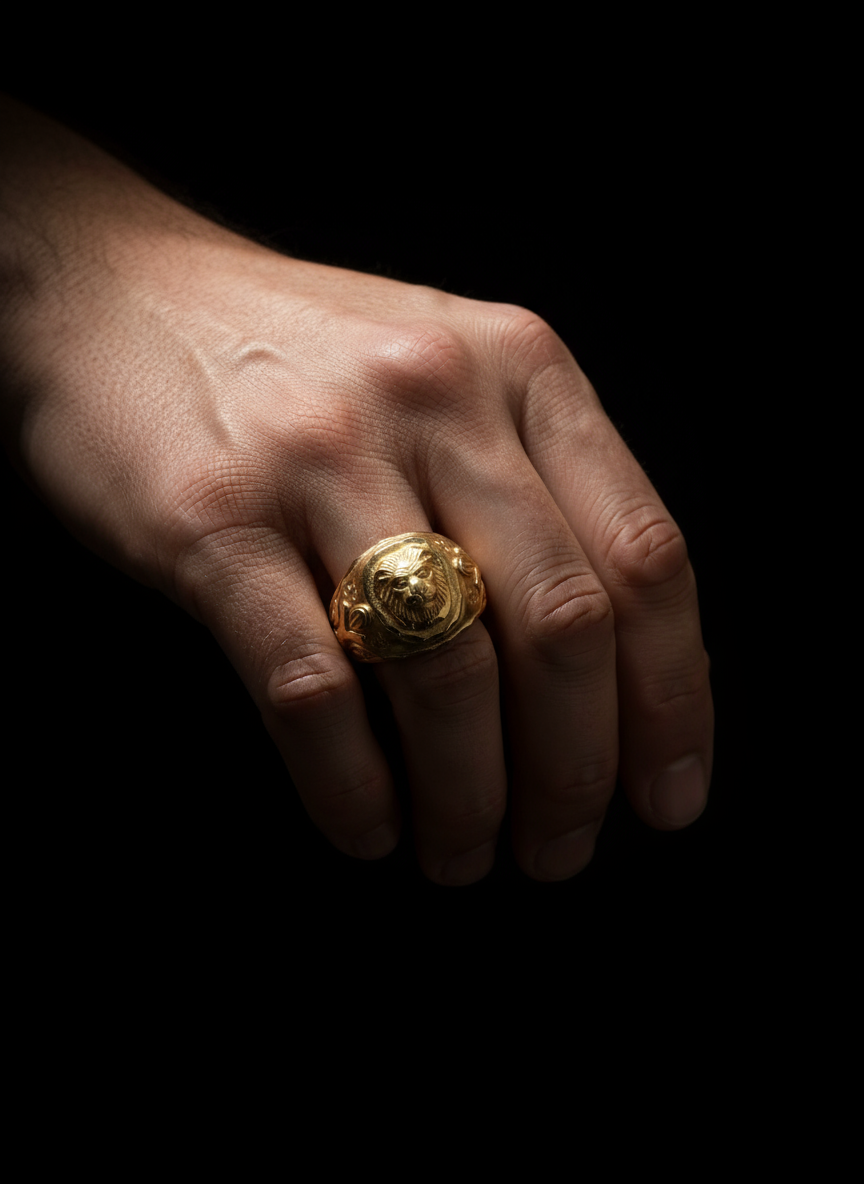 Majestic Gold Plated Lion Head Ring